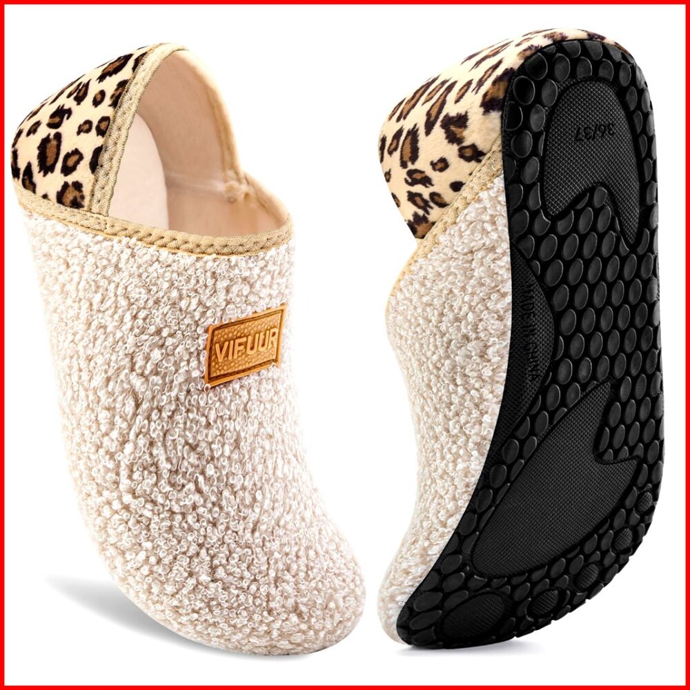 Fuzzy Fleece Slipper Socks with Anti-Slip Sole for Women Men
